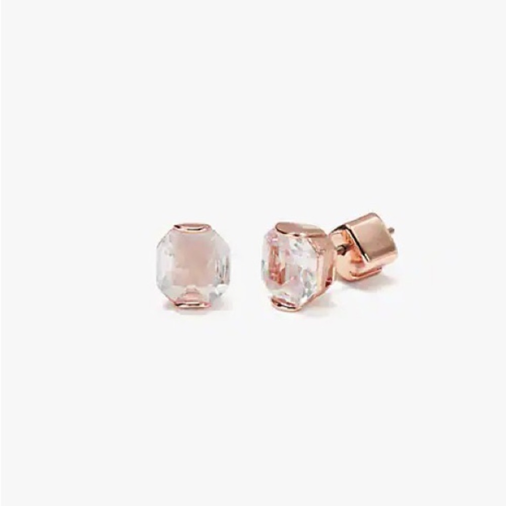 Kate Spade That Sparkle Princess Cut Stud Earrings in Rose Gold